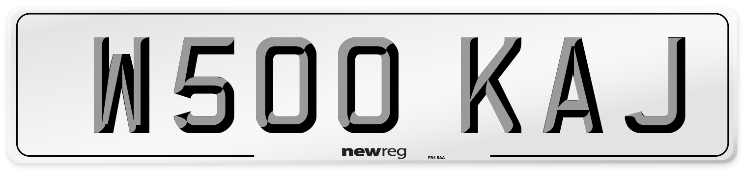W500 KAJ Number Plate from New Reg